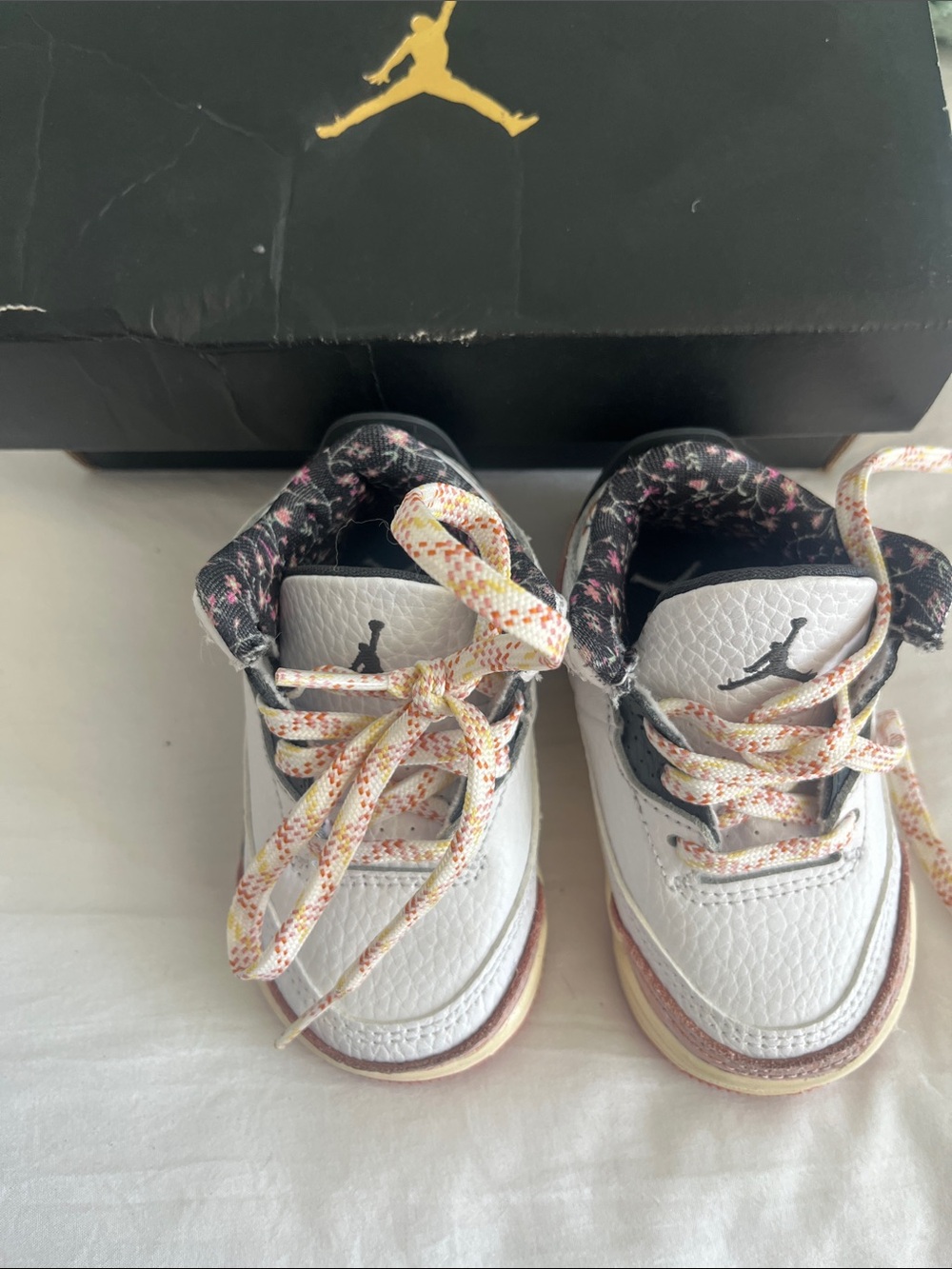 Jordan Kids White Sneakers with Pink Accents